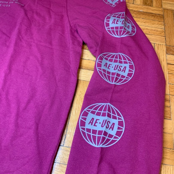 NEW AE AMERICAN EAGLE REFLECTIVE LOGO RETRO STYLE Y2K Longsleeve T Shirt - Picture 9 of 11